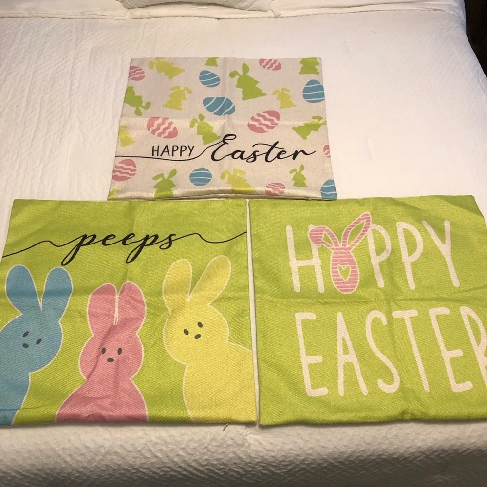 Easter Peeps Bunny Rabbit Pillow Covers Set Of 3 Size 17